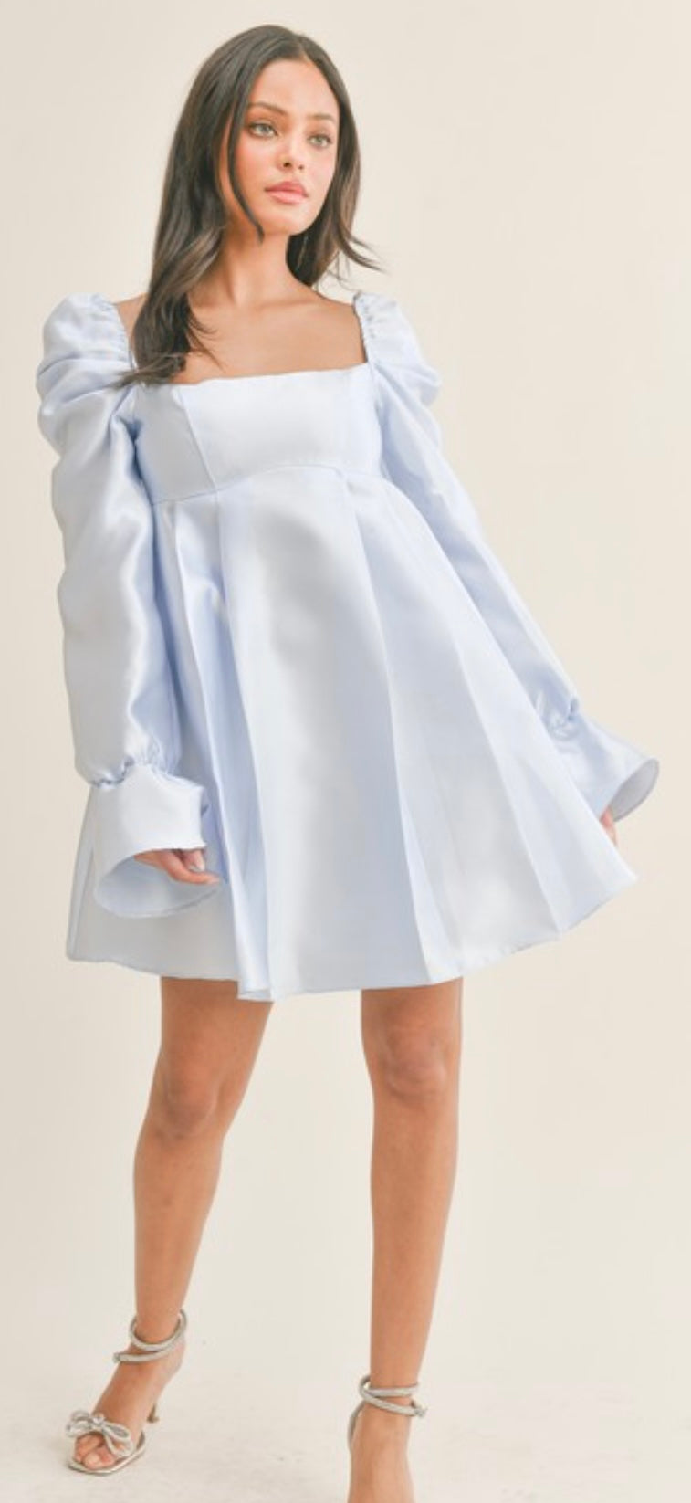 BabyDoll dress with Long Puff Sleeve with Bow