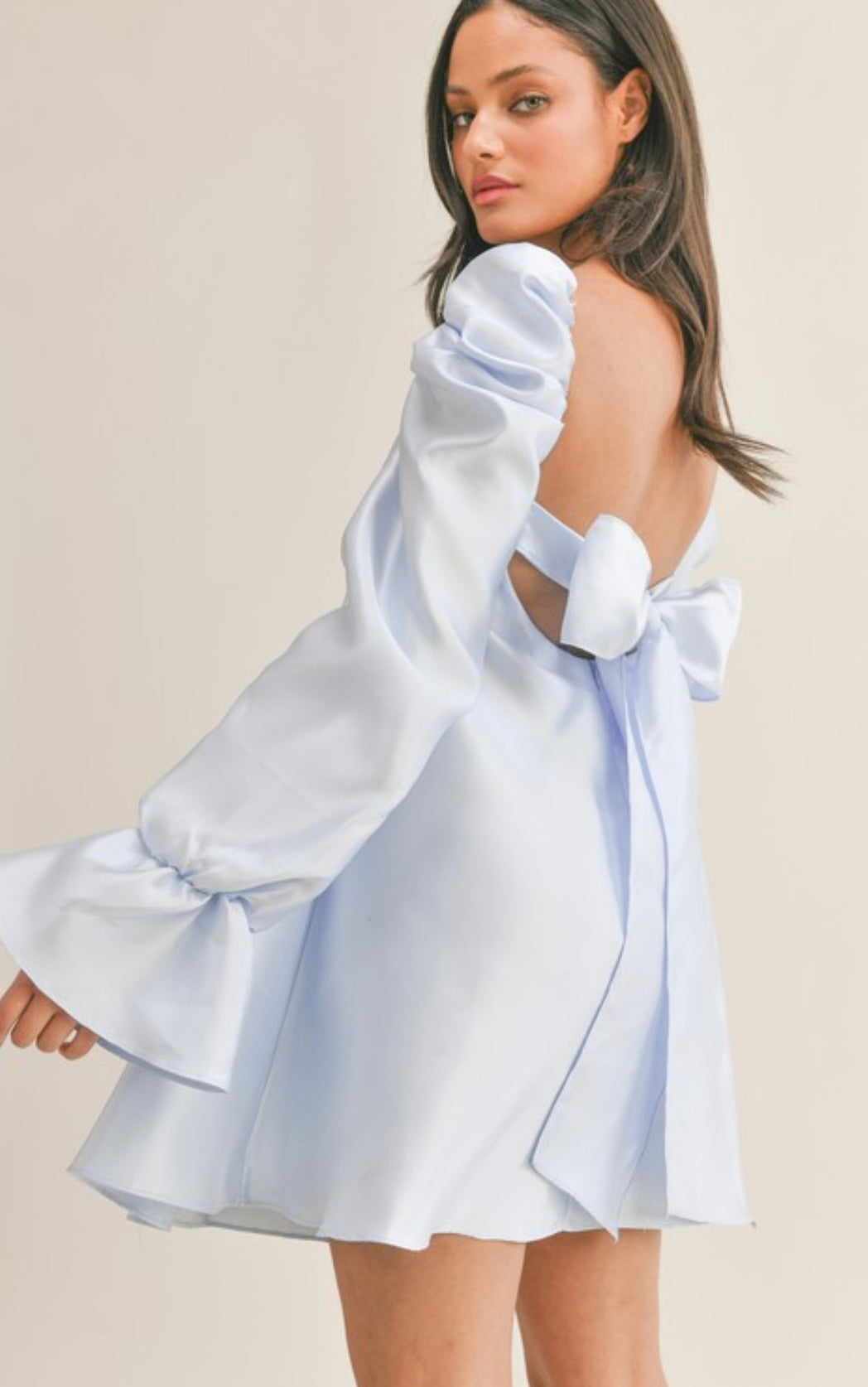 BabyDoll dress with Long Puff Sleeve with Bow