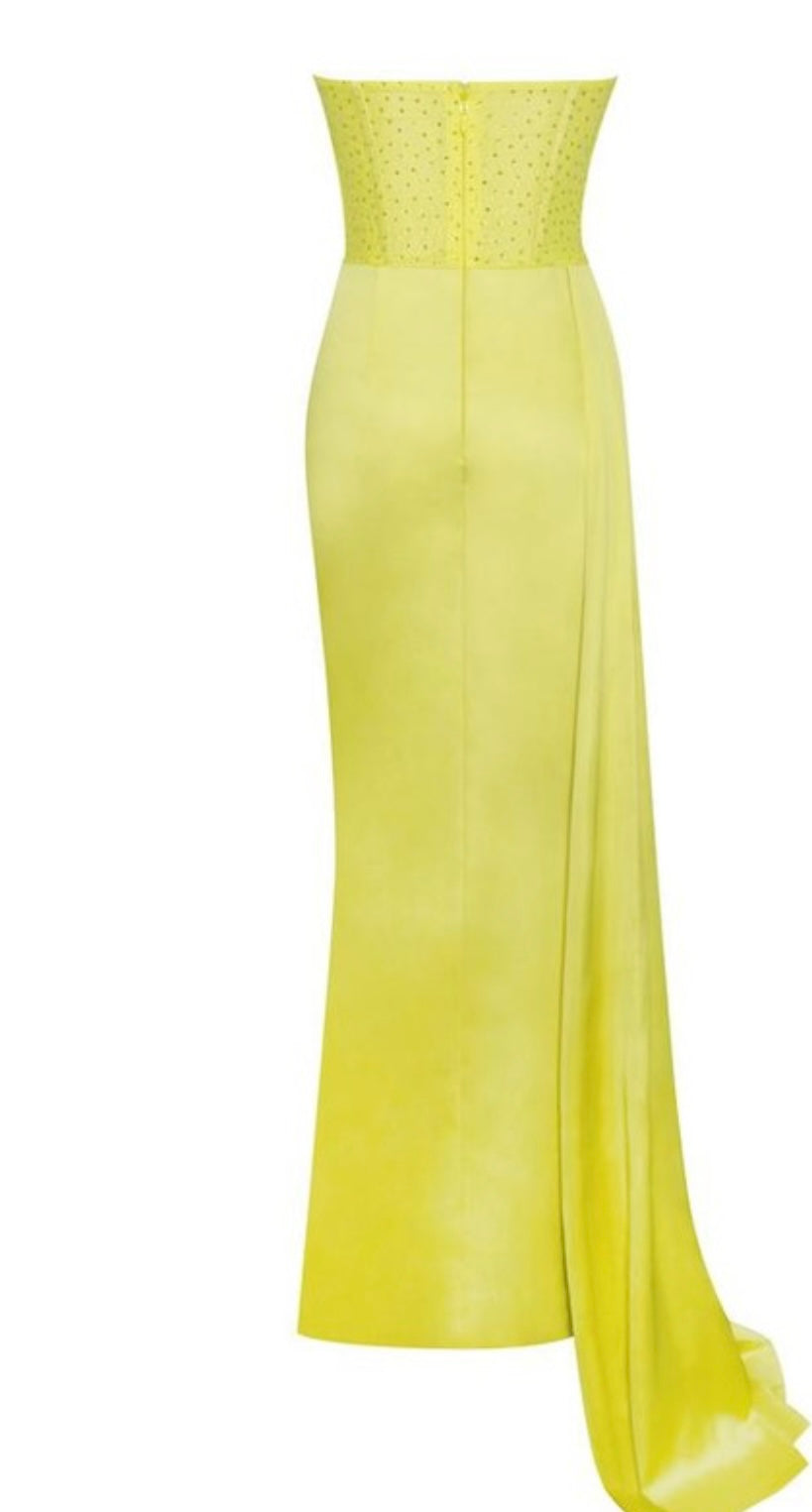 Yellow slit Gown Dress