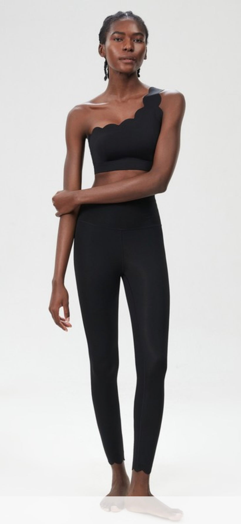 PREORDER Scalloped One Shoulder Sports Bra and Legging set