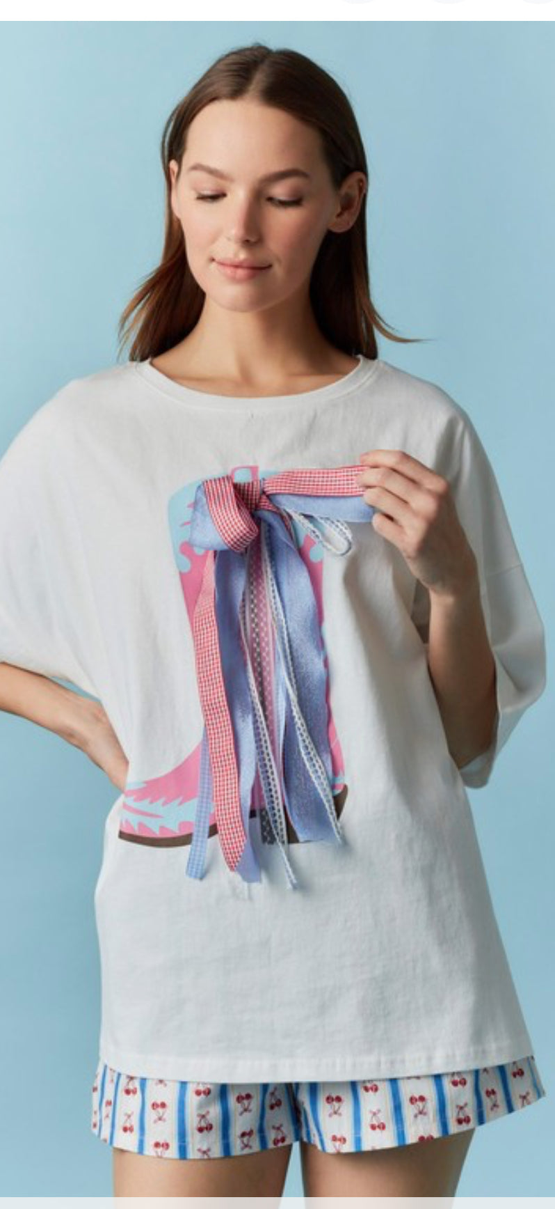 Boot Bow Tee Top