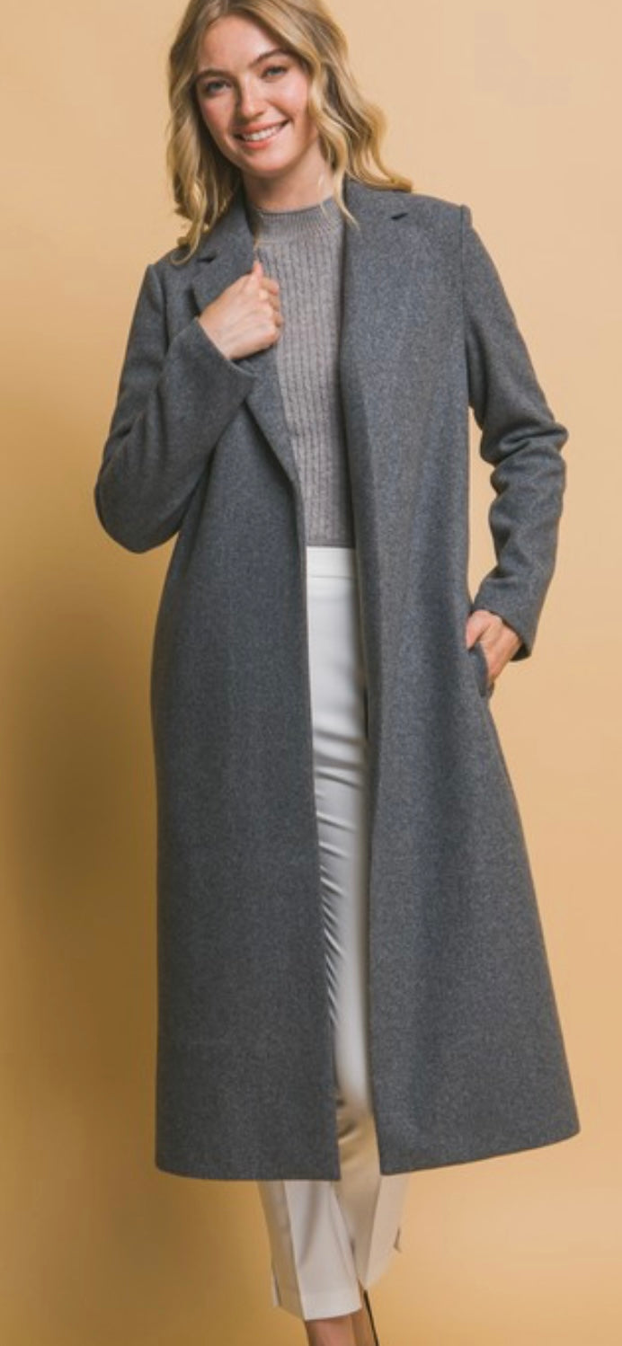 Gray Long Line Coat