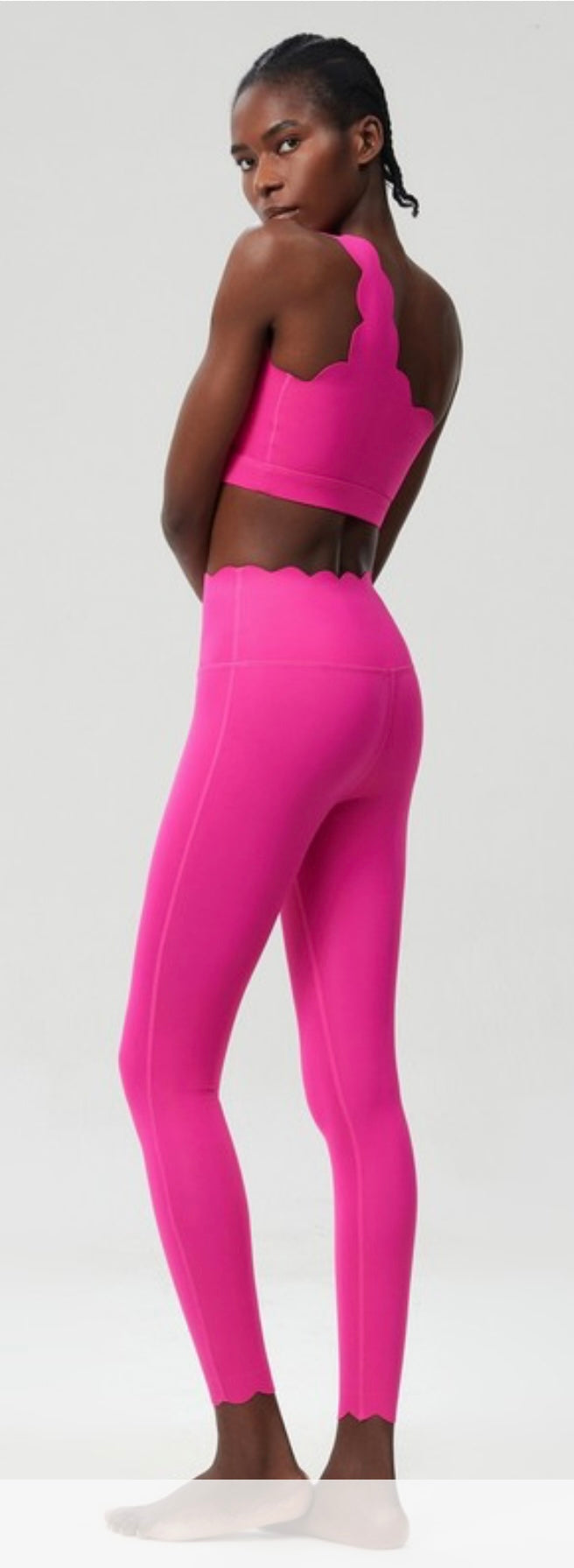 PREORDER Scalloped One Shoulder Sports Bra and Legging set