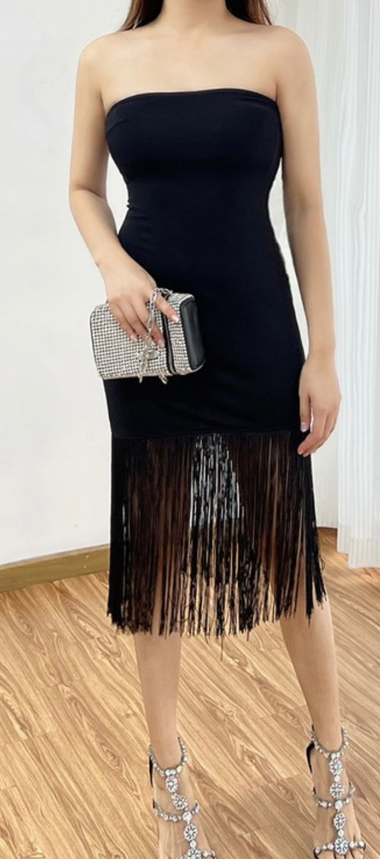 Fringe Maxi Tube Dress