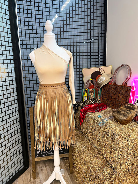 Leather fringe Skirt