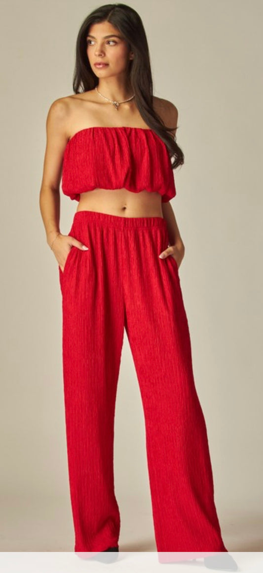 Textured Top and Pant Set