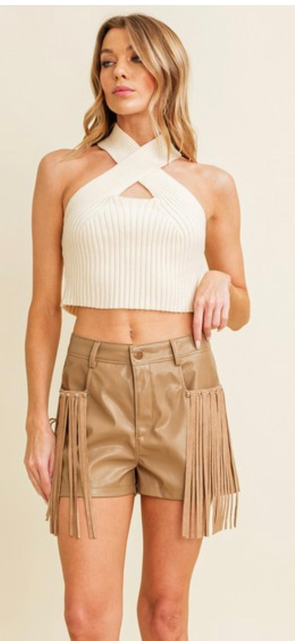 Fringe Leather shorts