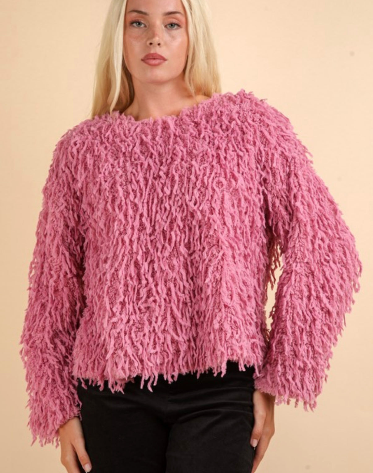 Fur Knit Velvet Ribbon Top/ Sweater