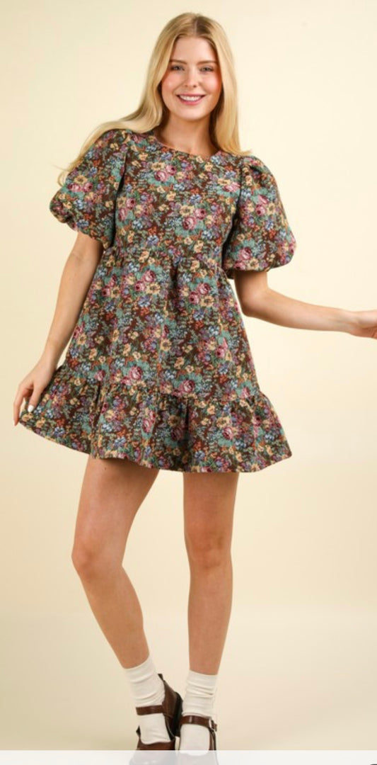 Floral jacquard dress