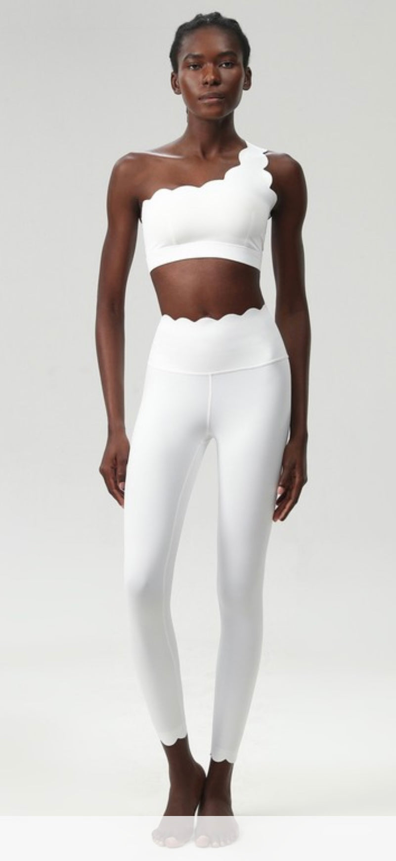 PREORDER Scalloped One Shoulder Sports Bra and Legging set