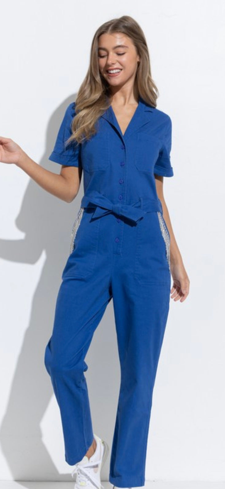 Twill Rhinestone Jumpsuit