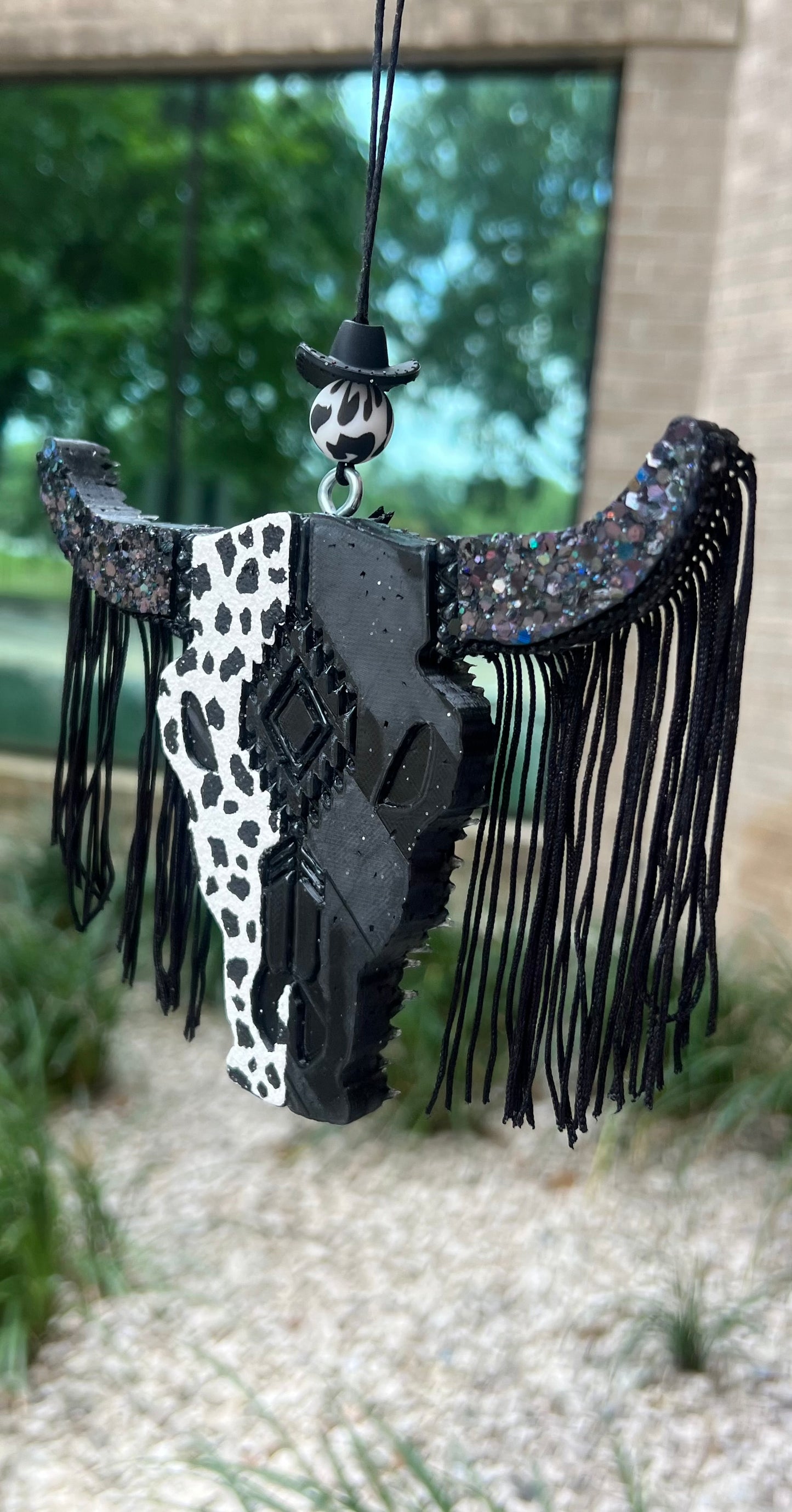 Black longhorn w/ fringe Car Freeshie