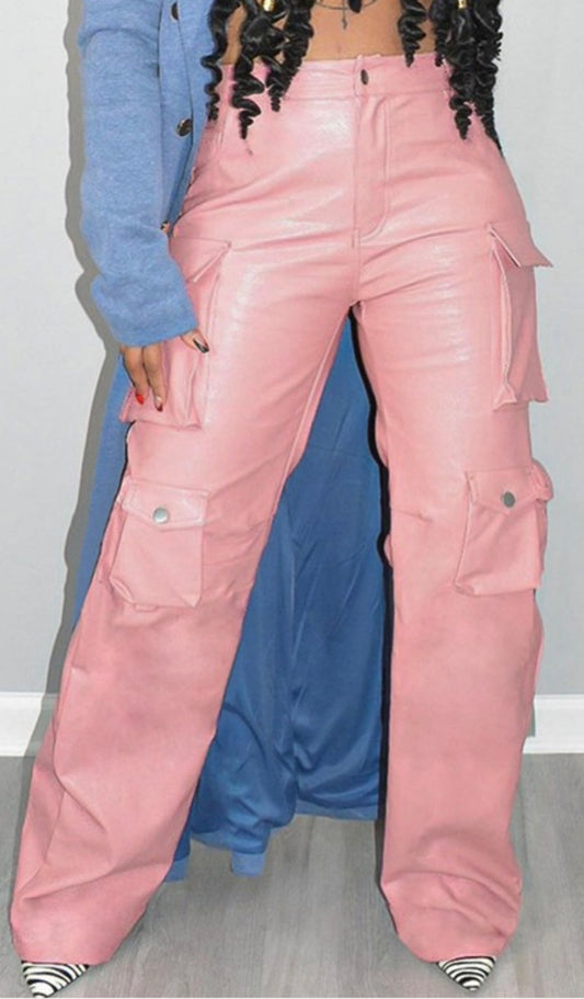 Leather cargo pants