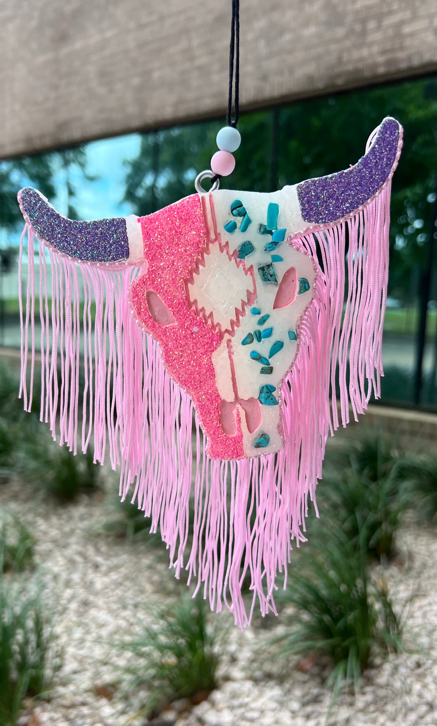 Pink longhorn w/ fringe Car Freeshie