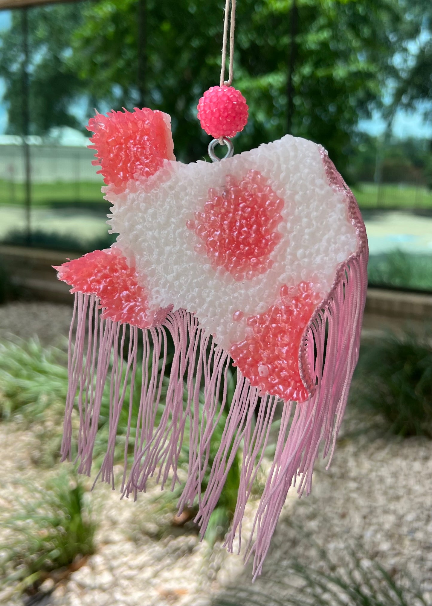 Pink texas state w/ fringe Car Freeshie