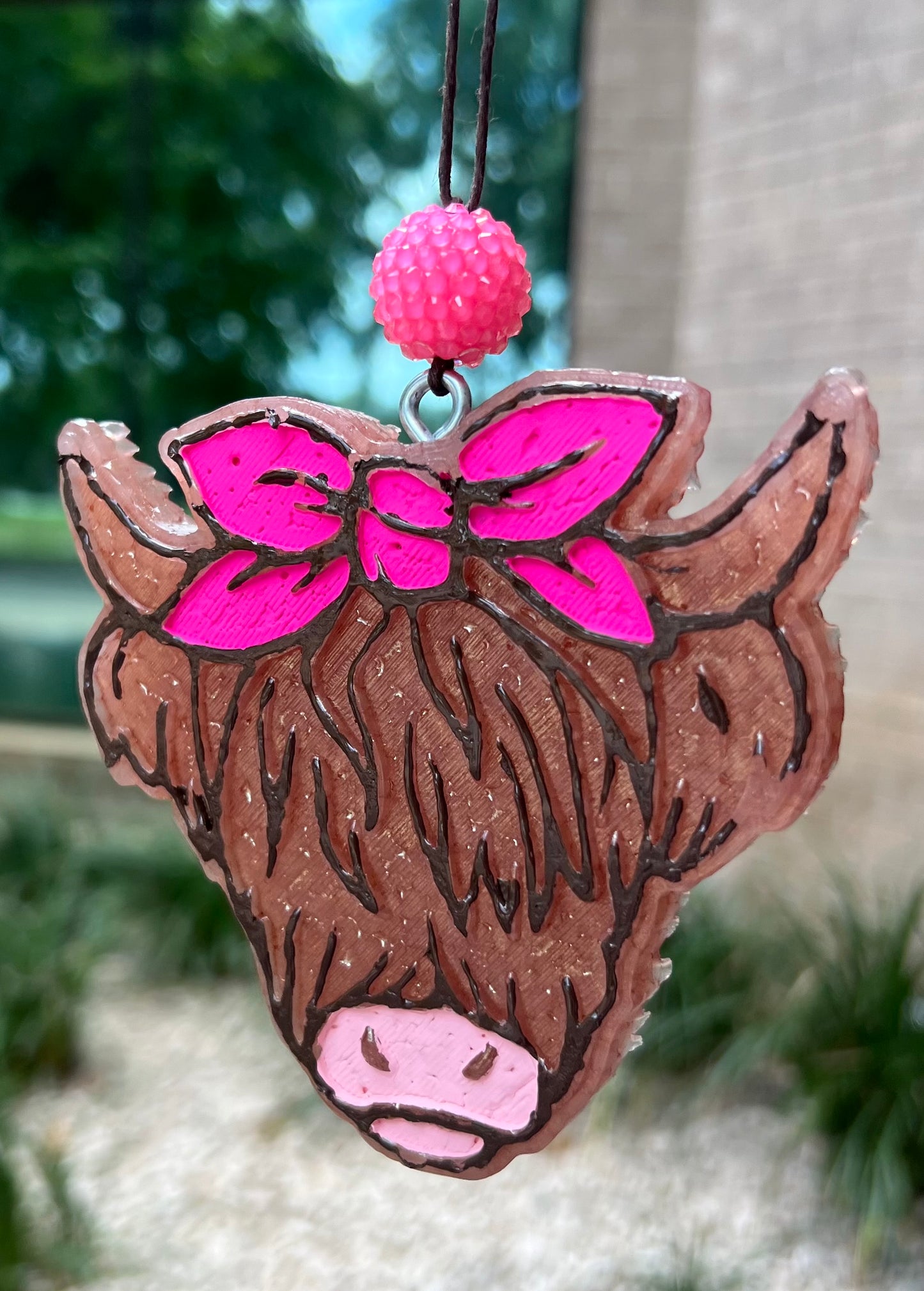 Pink Highland Cow Car Freeshie