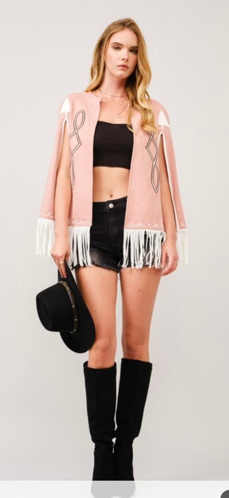 Embroidered Open Cape