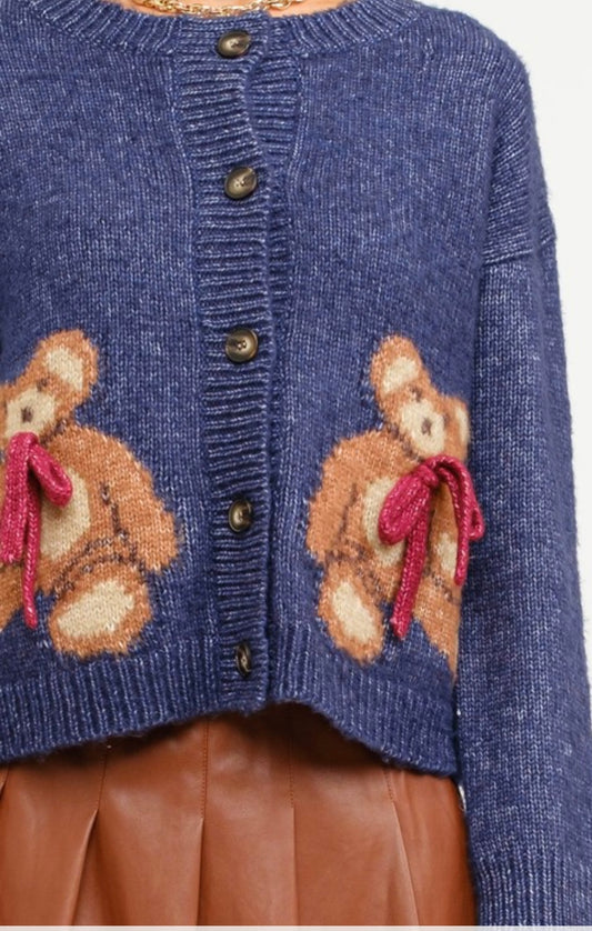 Teddy Bear Bow Cardigan