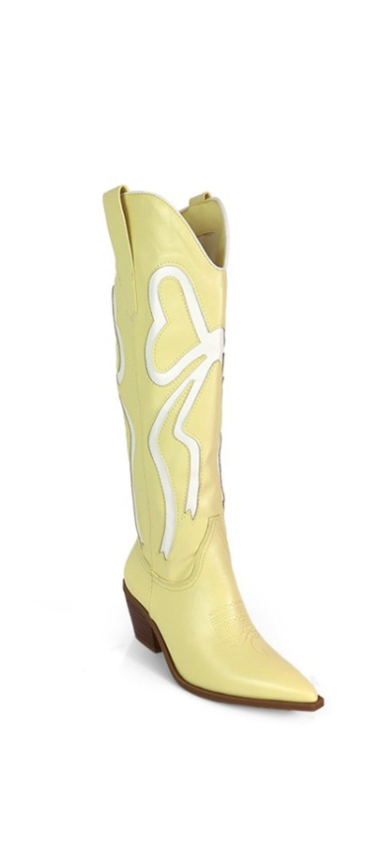 Bow Detailed Butter Yellow Cowgirl Boots
