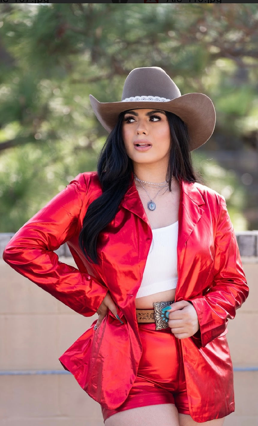 Metallic Blazer Short Set