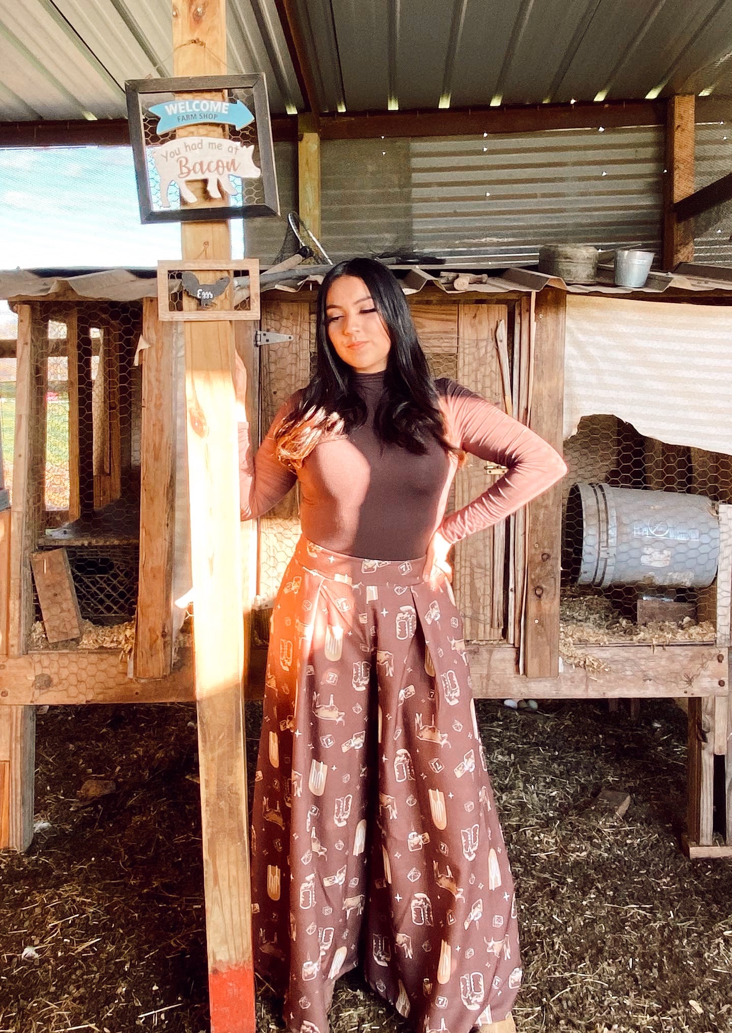 Vaquerita Print Palazo Pants