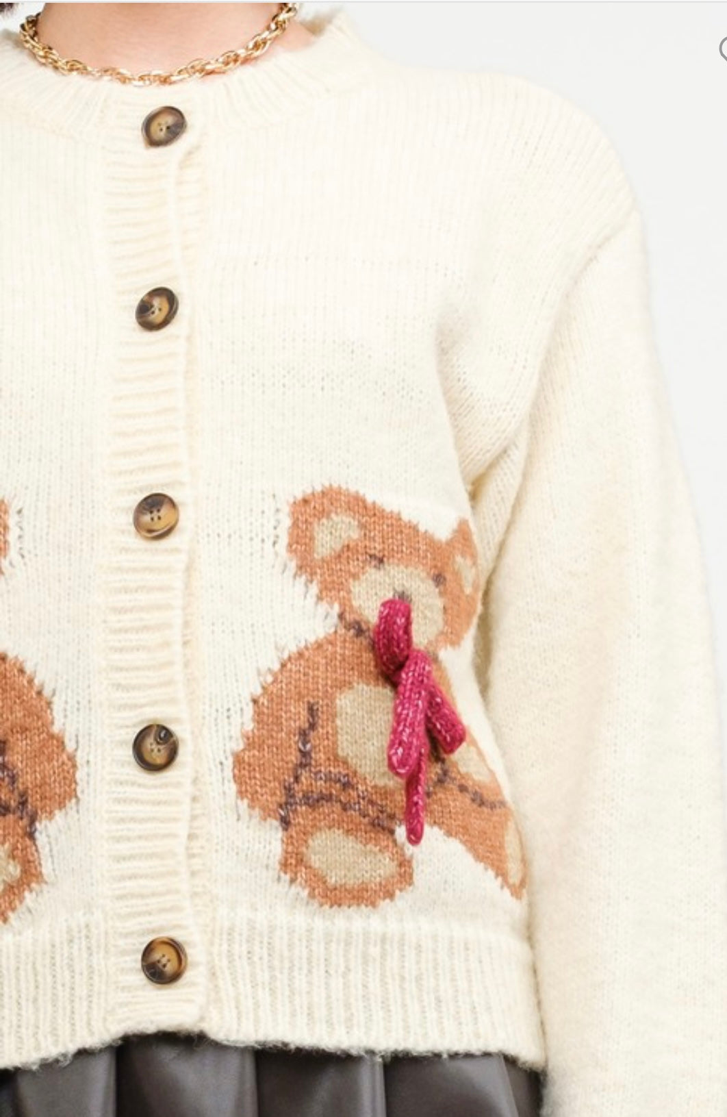 Teddy Bear Bow Cardigan