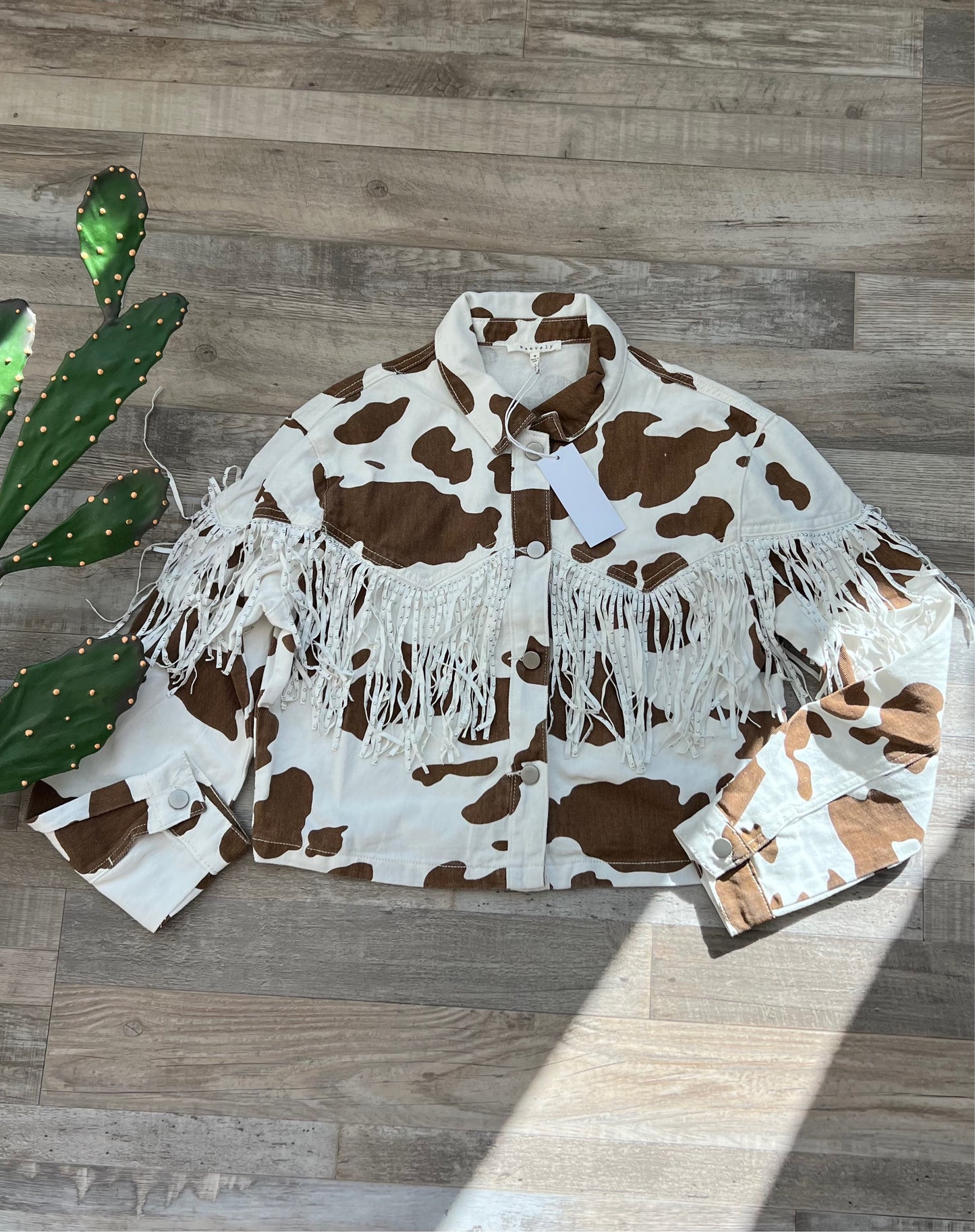 CowPrint Fringe Jacket