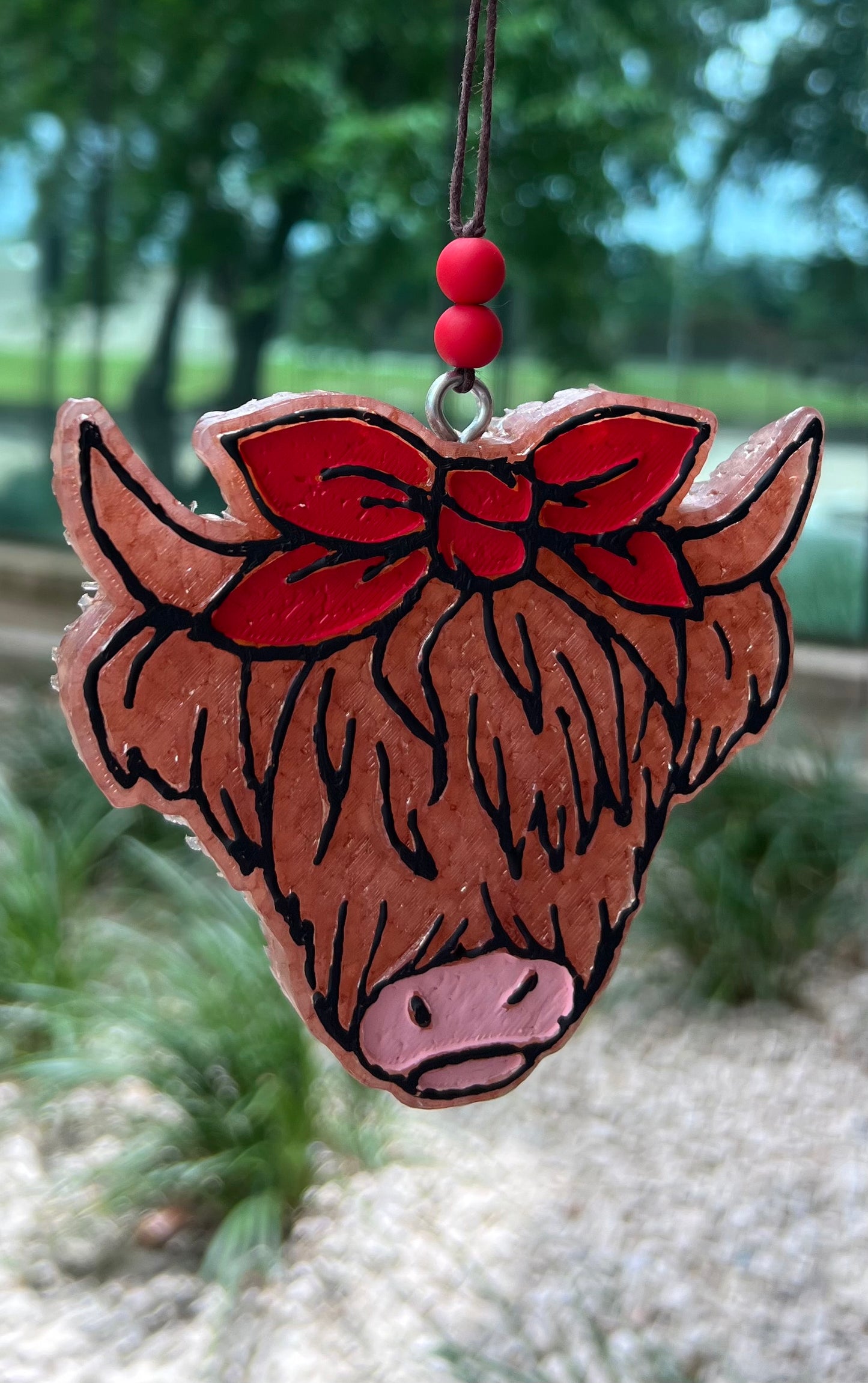 Red Highland Cow Car Freeshie