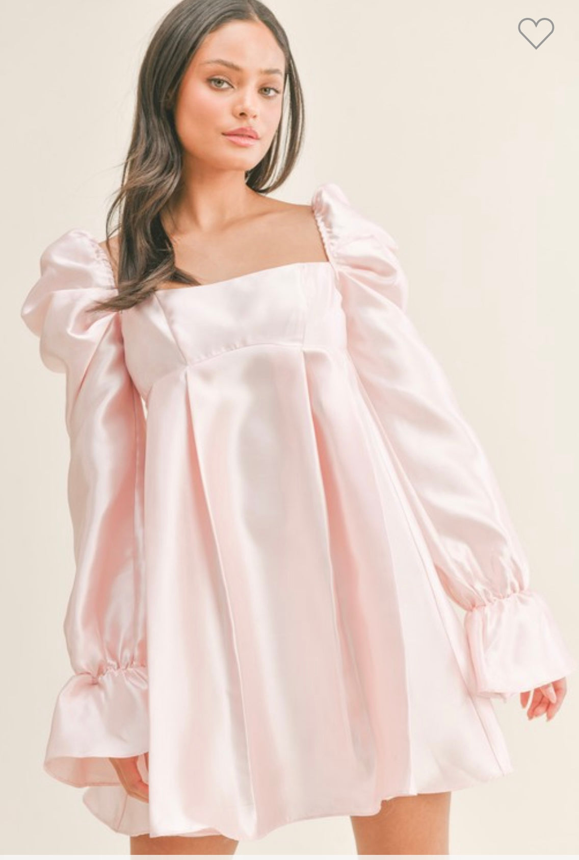 Blush BabyDoll Dress with Puff Sleeve and Bow