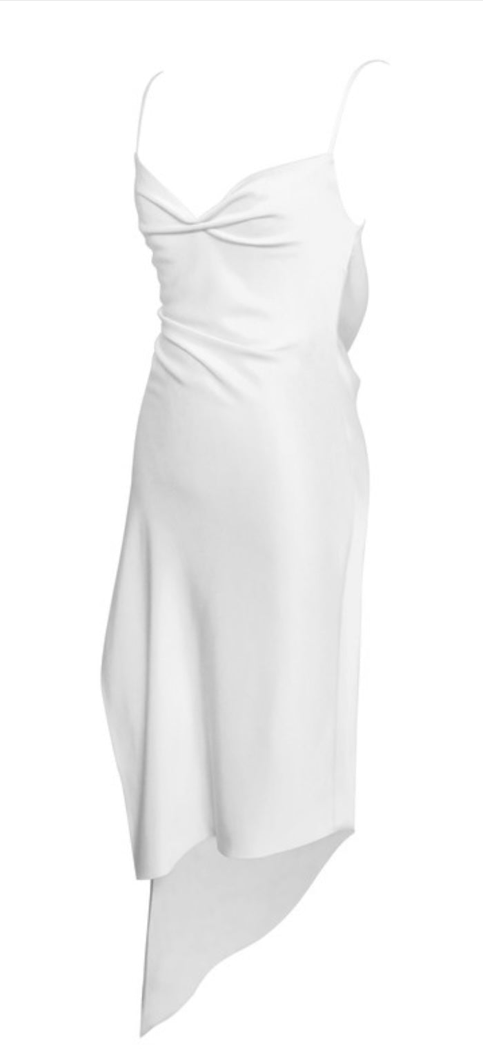 White satin slit dress