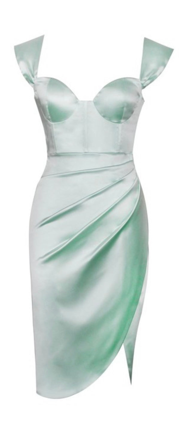 Heidy Mint Satin Corset Dress