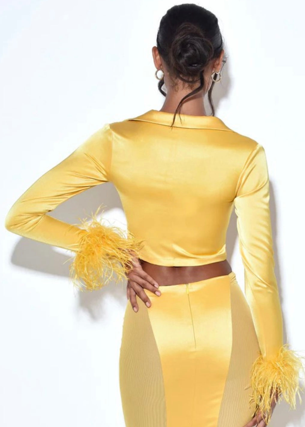 Yellow Feather Satin Top