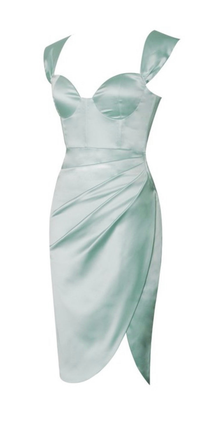 Heidy Mint Satin Corset Dress