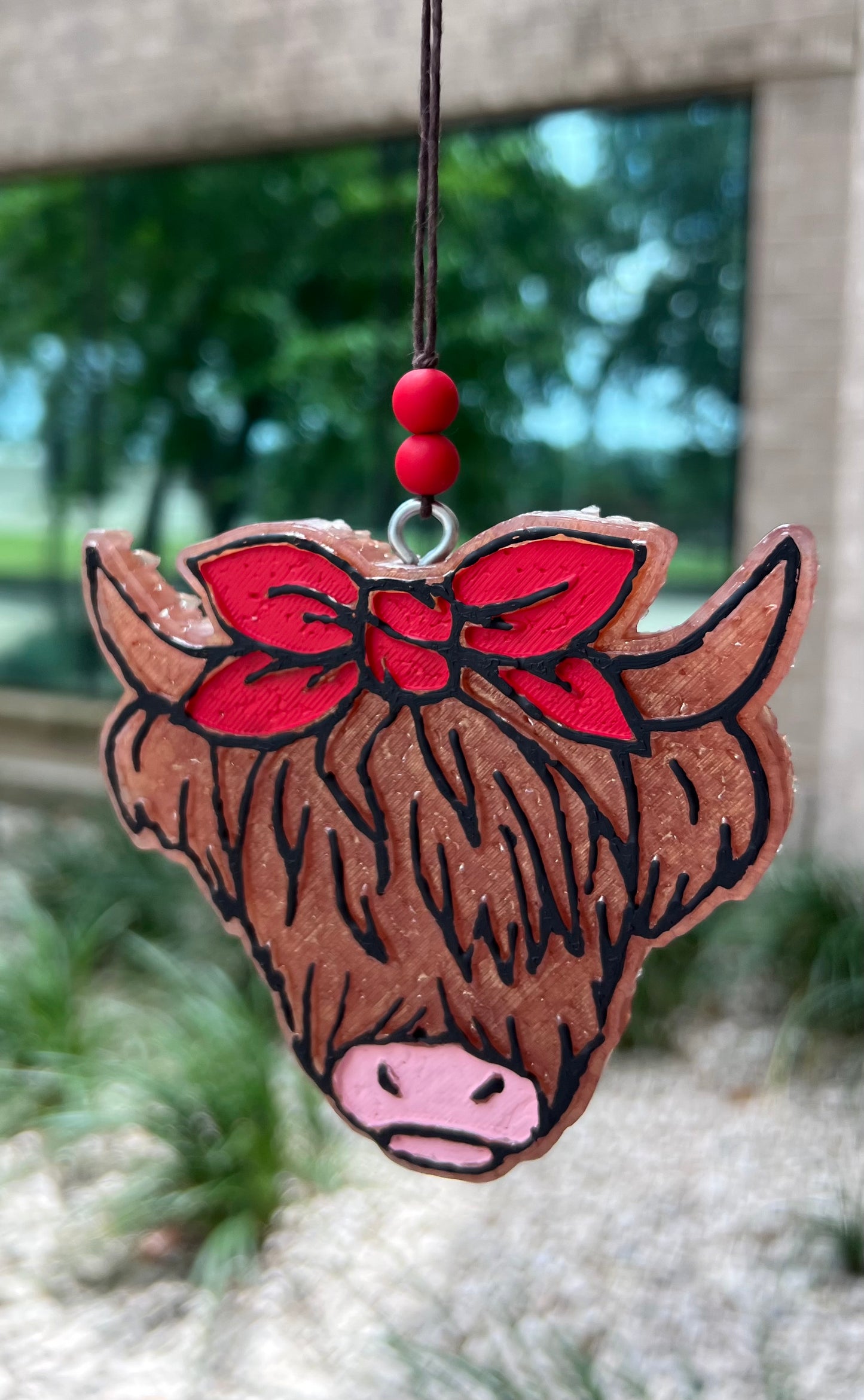 Red Highland Cow Car Freeshie