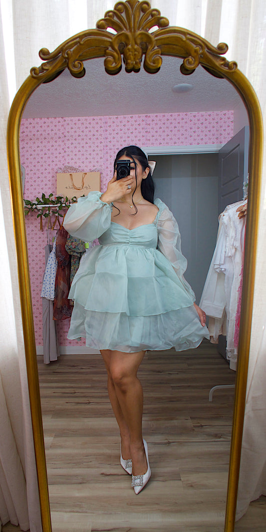 Sage ruffled BabyDoll Dress
