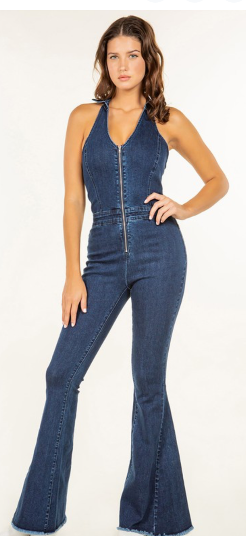 Bell Bottom Denim Jumpsuit