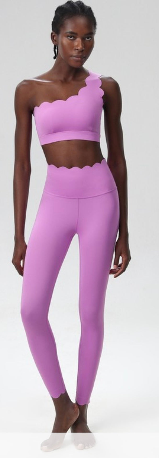 PREORDER Scalloped One Shoulder Sports Bra and Legging set