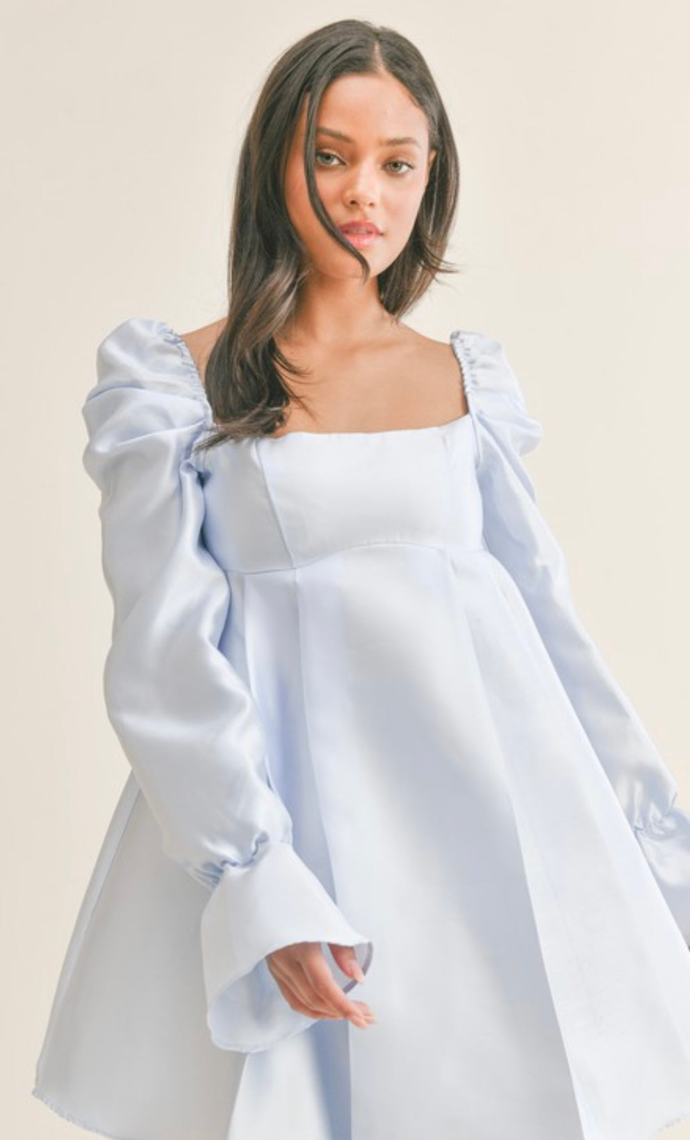 BabyDoll dress with Long Puff Sleeve with Bow