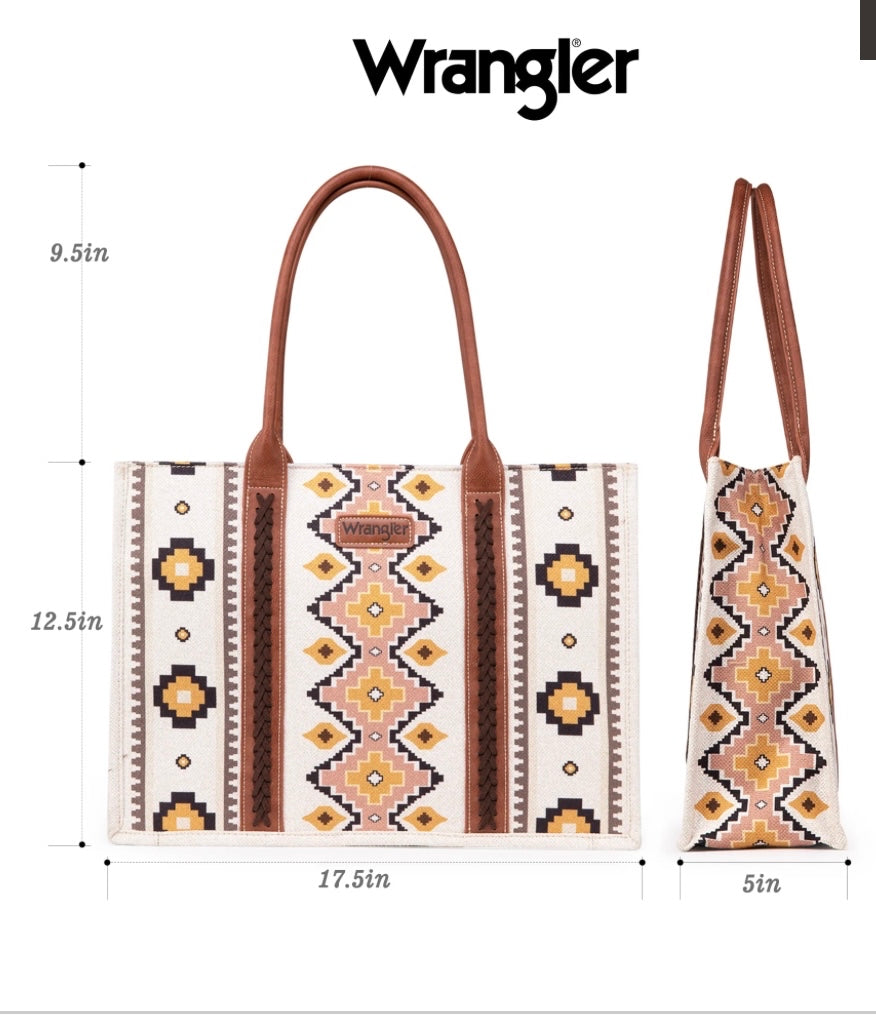 Large Wrangler Southwestern Pattern dual sided tote bag