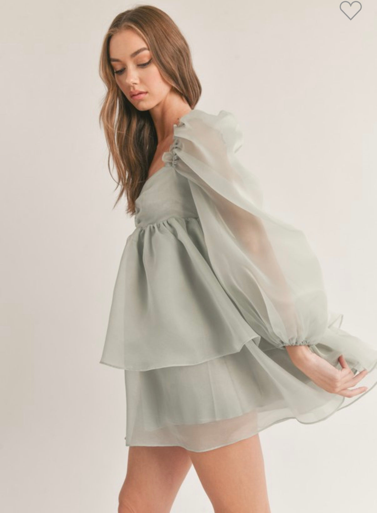 Sage ruffled BabyDoll Dress