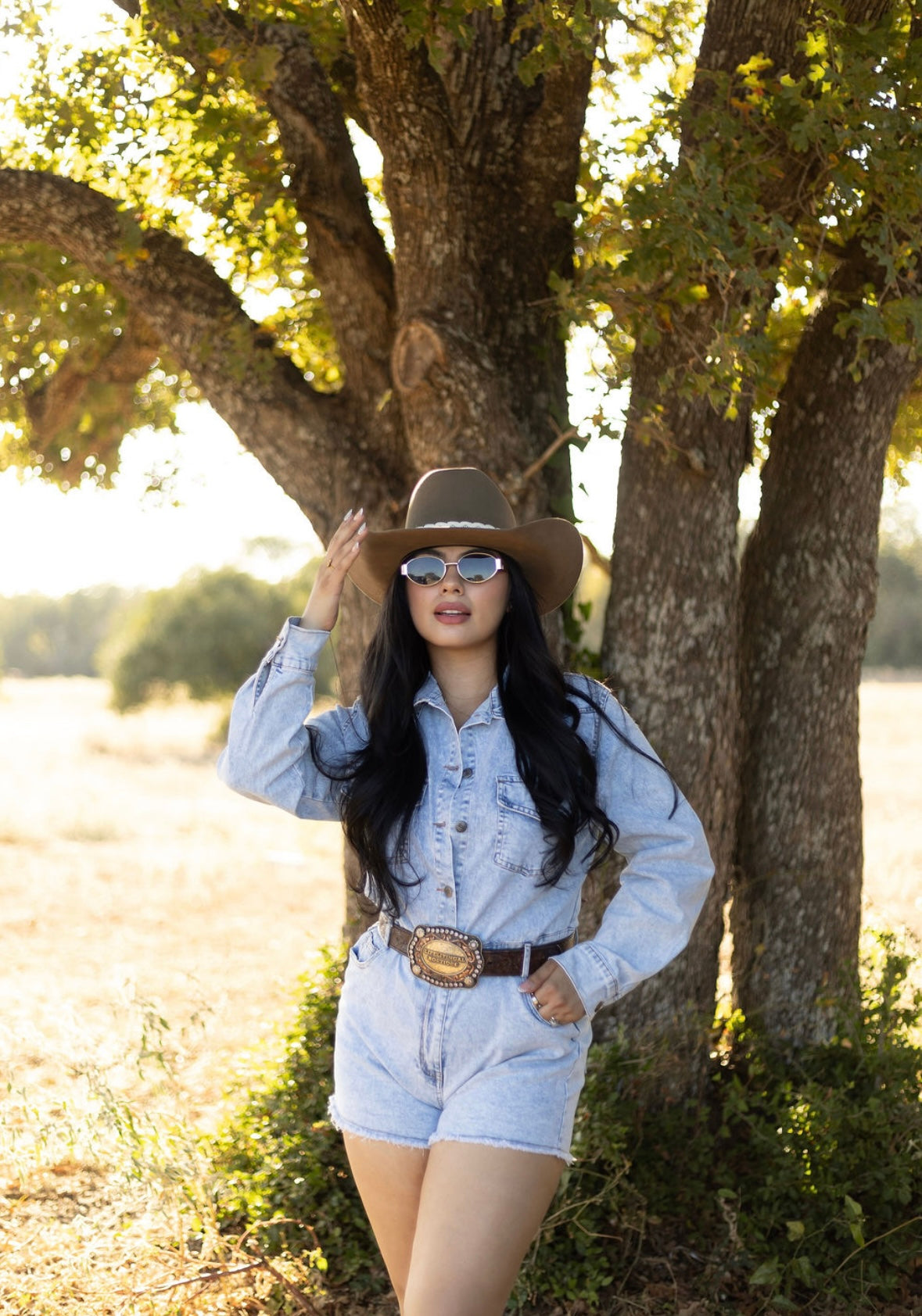 Long sleve denim Romper