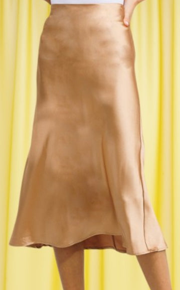 Satin Champagne midi Skirt