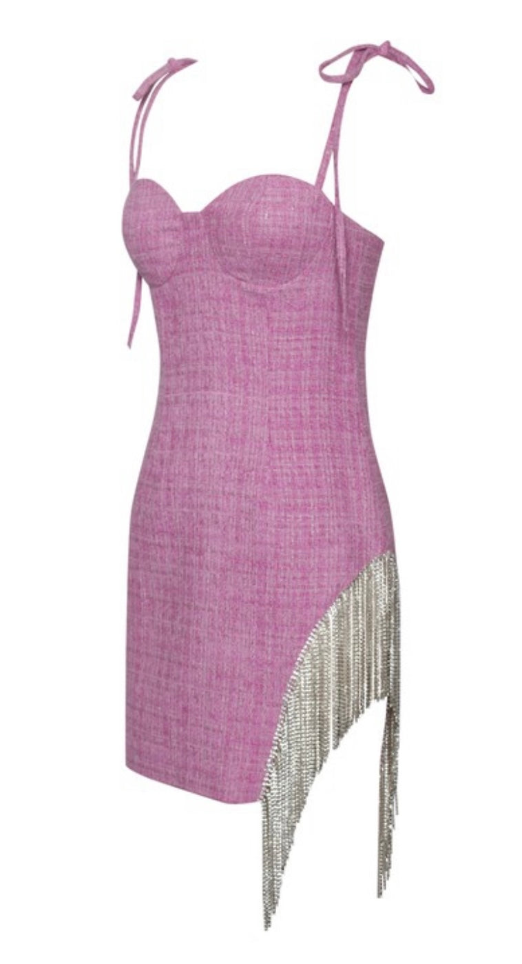 Rosie Tweed pink Crystal fringe dress