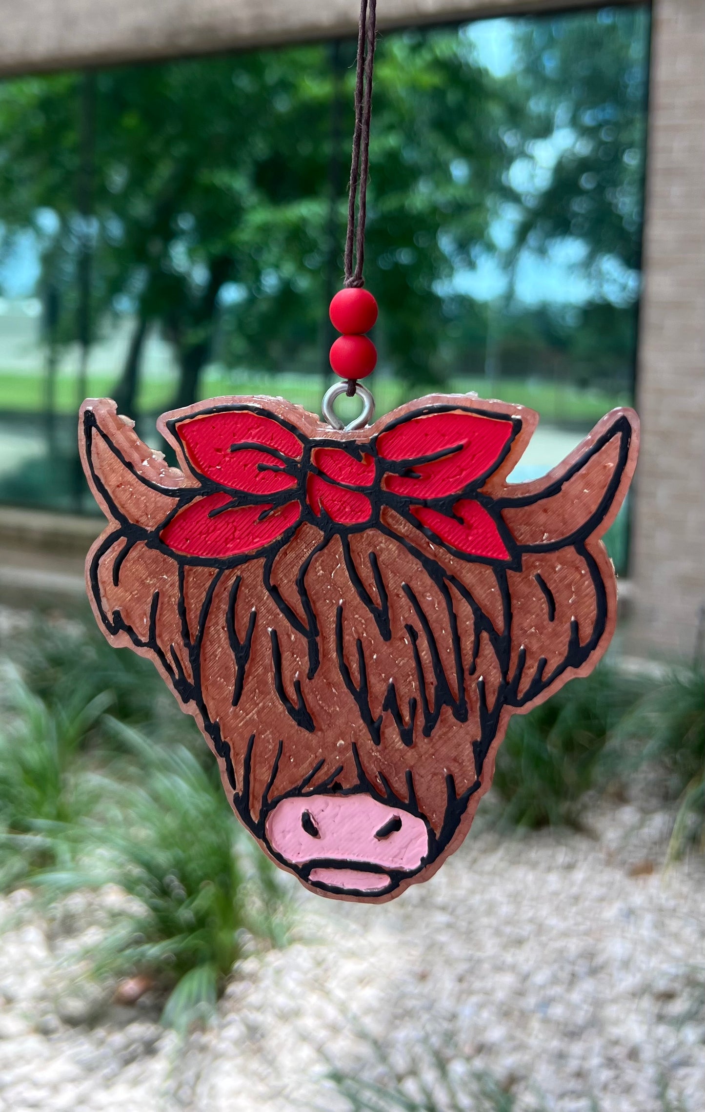 Red Highland Cow Car Freeshie