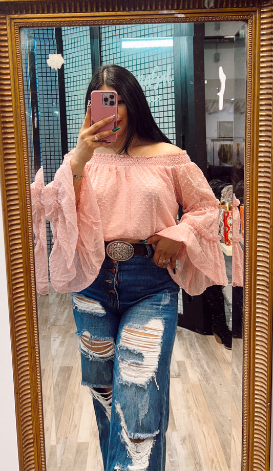 Offshoulder Flare Top