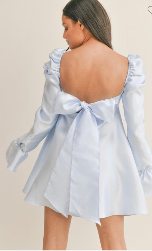 BabyDoll dress with Long Puff Sleeve with Bow