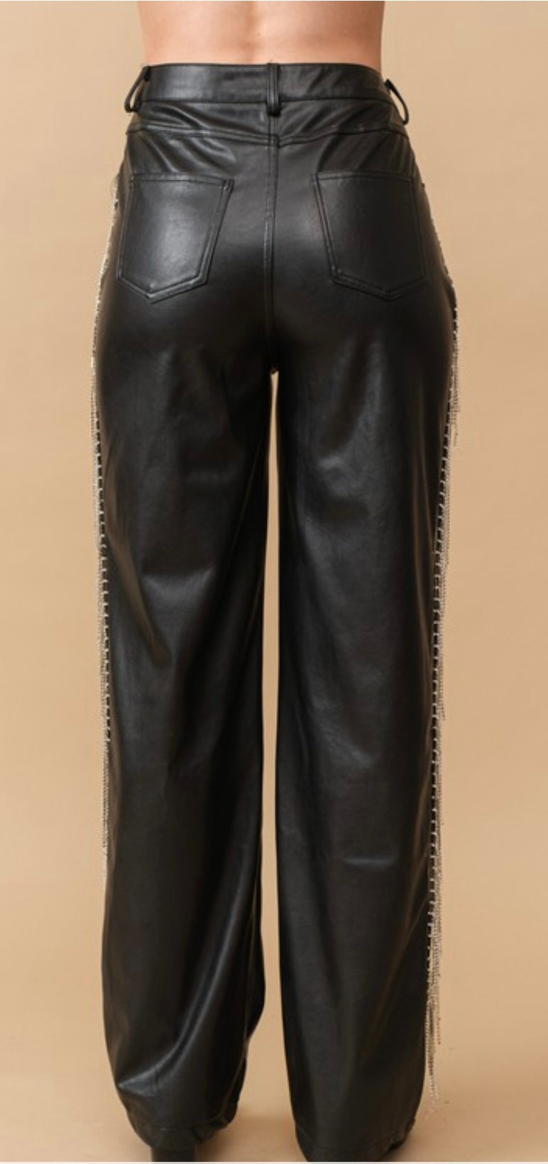 Rhinestone Leather Pants