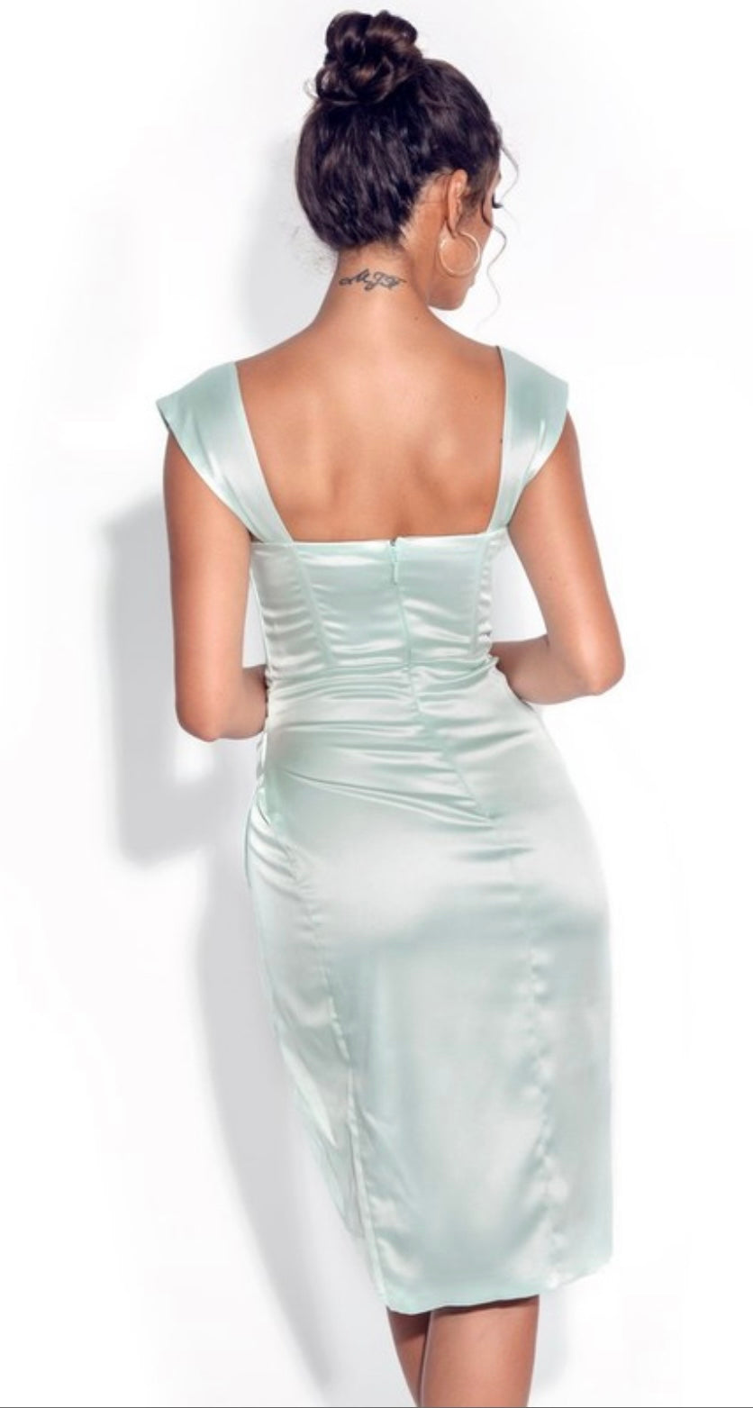 Heidy Mint Satin Corset Dress