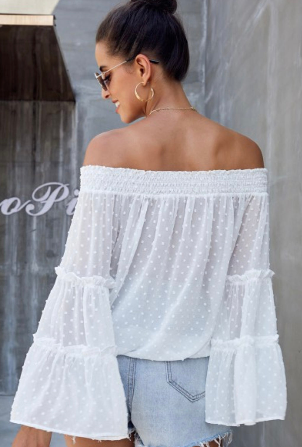 Offshoulder Flare Top