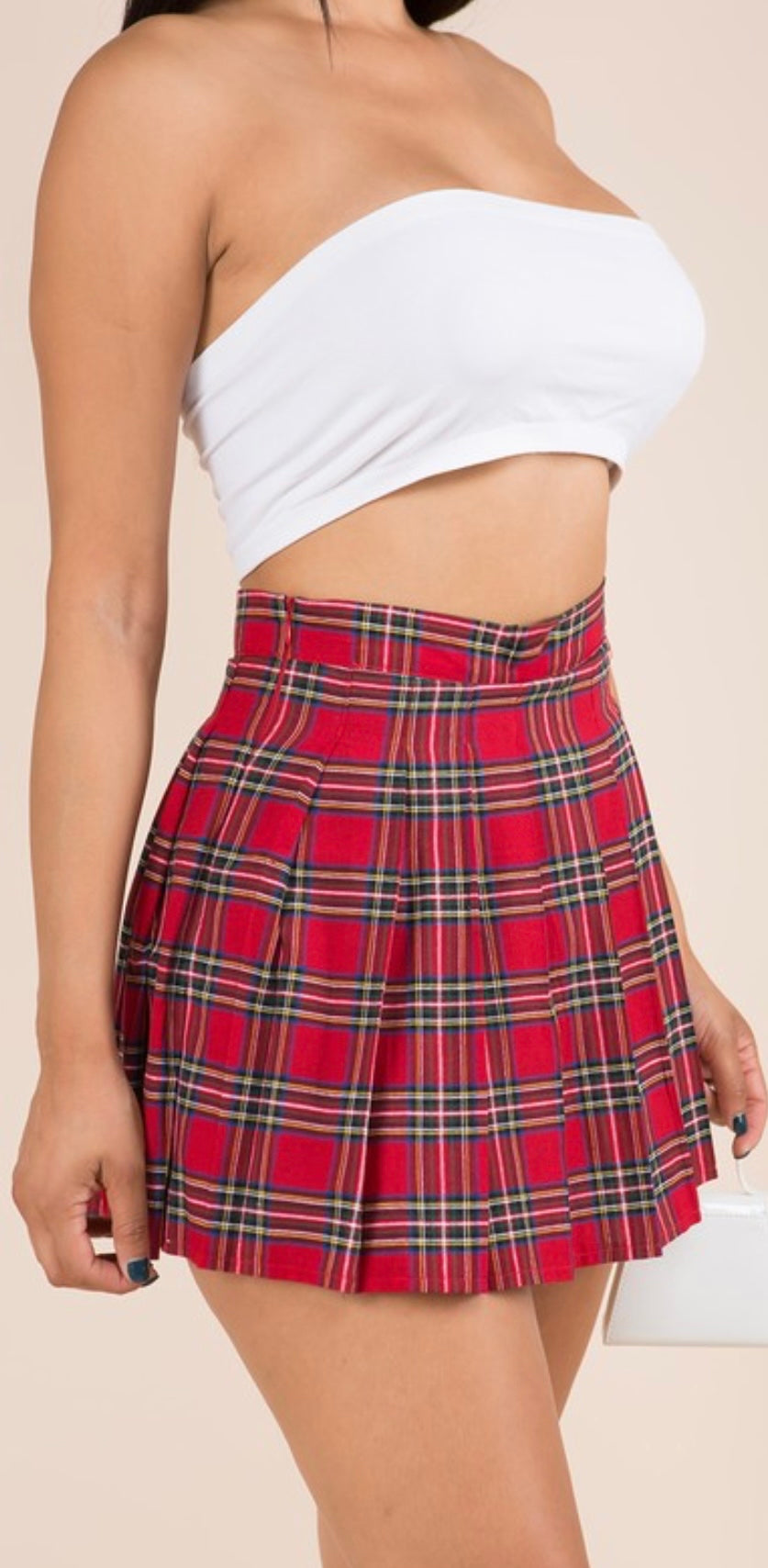 Pleated Skater red Skirt